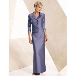 MONTAGE by Mon Cheri Dark Purple Double Breasted Silk Blazer Size 10